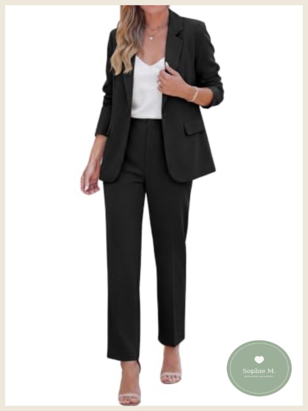 PRETTYGARDEN Two Piece Pant Suit for Women Dressy Blazer Work Office Outfit